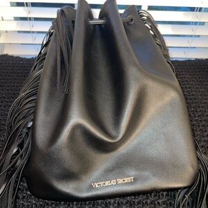 Victoria’s Secret exclusive fringe/tassel black backpack purse‎